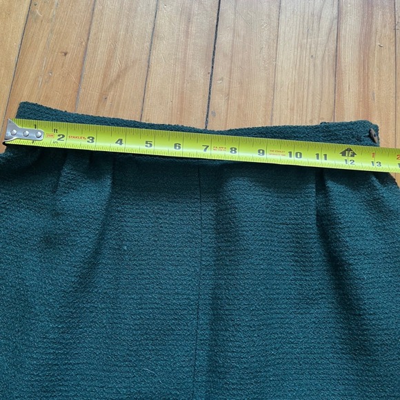Vintage JAEGER 100% Wool Pencil Skirt Dark Green Midi Slit Size 12, waist 26 in - Picture 5 of 7